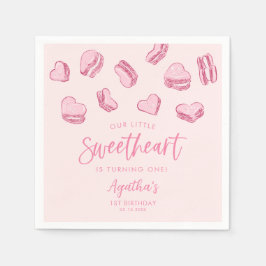 Little Sweetheart Pink Hearts Geburtstagsparty Serviette