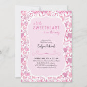 Little Sweetheart Pink Liebe Heart Girl Baby Dusch Einladung (Vorderseite)