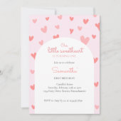 Little Sweetheart Pink Peach Herzen 1. Einladung (Vorderseite)
