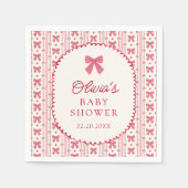 Little Sweetheart Pink Red Bow Baby Shower Serviette (Vorderseite)