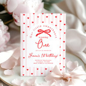 Little Sweetheart Pink Red Bow First Birthday Einladung