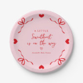 Little Sweetheart Pink & Red Valentine Baby Dusche Pappteller (Vorderseite)