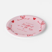 Little Sweetheart Pink & Red Valentine Baby Dusche Pappteller (Schrägansicht)