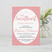 Little Sweetheart Pink Valentine Girl Baby Dusche Einladung (Stehend Vorderseite)
