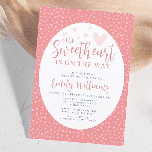Little Sweetheart Pink Valentine Girl Baby Dusche Einladung