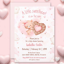 Little Sweetheart Pink Valentines Girl Baby Dusche Einladung