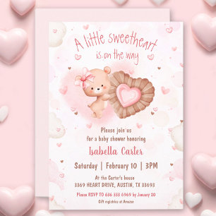 Little Sweetheart Pink Valentines Girl Baby Dusche Einladung