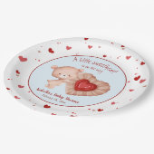Little Sweetheart Red Blue Valentines Baby Dusche Pappteller (Schrägansicht)