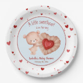 Little Sweetheart Red Blue Valentines Baby Dusche Pappteller (Vorderseite)