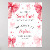 Little Sweetheart Red Bow Baby Dusche Willkommen Poster (Vorne)