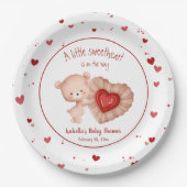 Little Sweetheart Red Heart Valentines Baby Dusche Pappteller (Vorderseite)