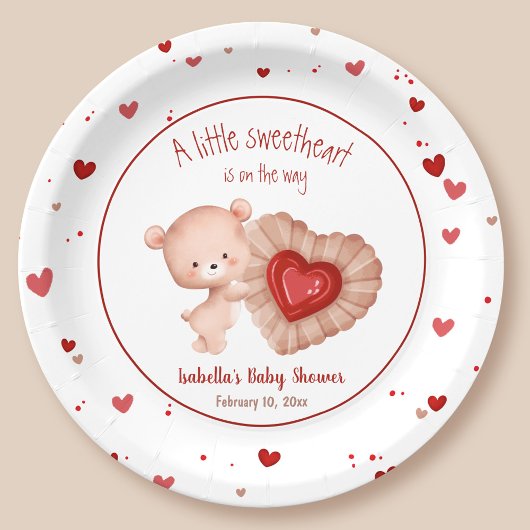 Little Sweetheart Red Heart Valentines Baby Dusche Pappteller