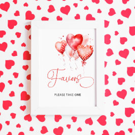 Little Sweetheart Red Valentine Watercolor Favors Poster
