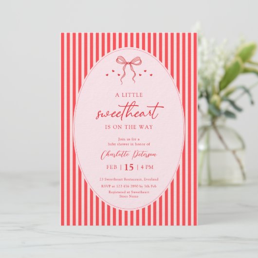 Little Sweetheart Retro Baby Shower Invitation Einladung (Stehend Vorderseite)