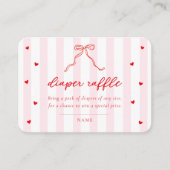 Little Sweetheart Stripes & Bow Diaper Raffle Card Begleitkarte (Vorderseite)