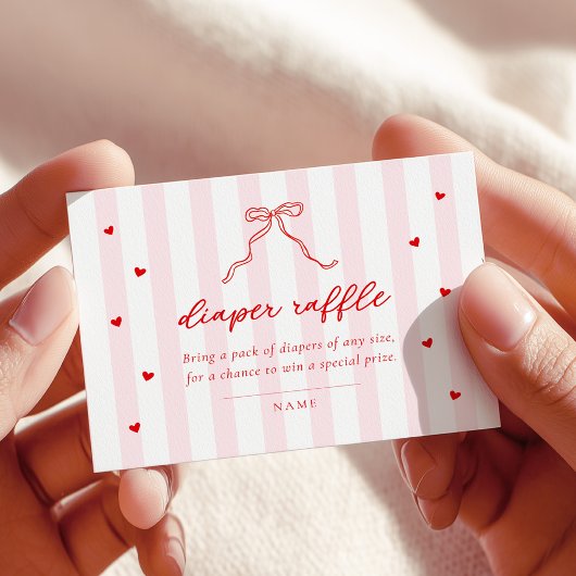 Little Sweetheart Stripes & Bow Diaper Raffle Card Begleitkarte