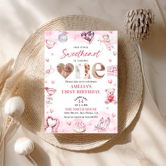Little Sweetheart Valentine 1. Geburtstag Einladung