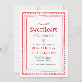 Little Sweetheart Valentine 2. Geburtstags-Party Einladung