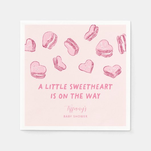 Little Sweetheart Valentine Baby Dusche Napkins Serviette (Vorderseite)