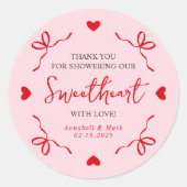 Little Sweetheart Valentine Baby Dusche Vielen Dan Runder Aufkleber (Vorderseite)