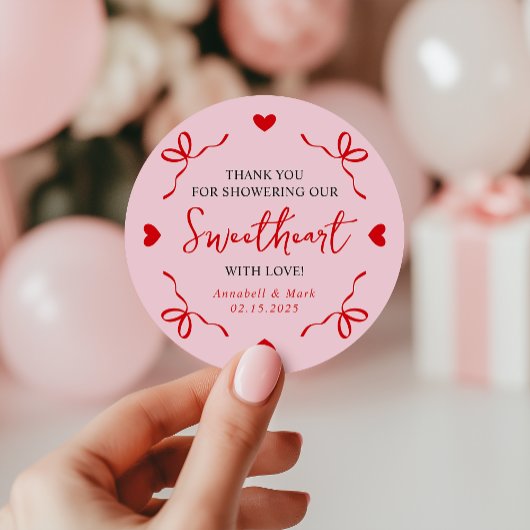 Little Sweetheart Valentine Baby Dusche Vielen Dan Runder Aufkleber