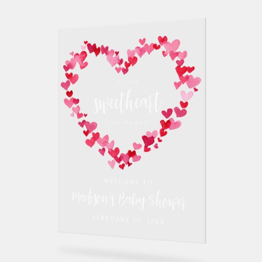 Little Sweetheart Valentine Baby Dusche Willkommen Acrylschild (Winkel)