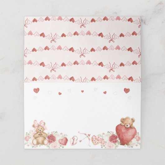 Little Sweetheart Valentine Baby Shower Folded  Platzkarte (Außenseite Aufgefaltet)