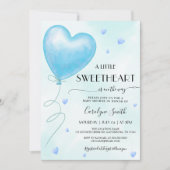 Little Sweetheart Valentine Blue Boy Baby Dusche Einladung (Vorderseite)