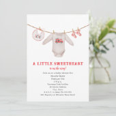 Little Sweetheart Valentine Boy Baby Dusche Einladung (Stehend Vorderseite)