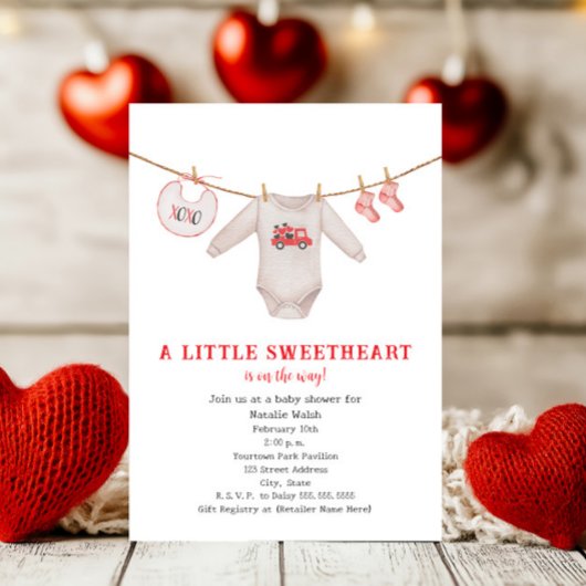 Little Sweetheart Valentine Boy Baby Dusche Einladung