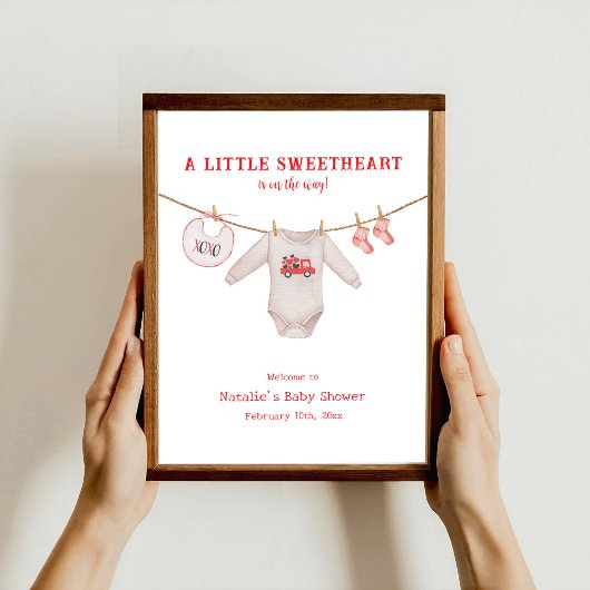 Little Sweetheart Valentine Boy Baby Dusche Poster