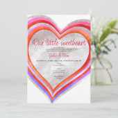 Little Sweetheart Valentine Watercolor Babydusche Einladung (Stehend Vorderseite)