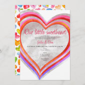 Little Sweetheart Valentine Watercolor Babydusche Einladung (Vorne/Hinten)