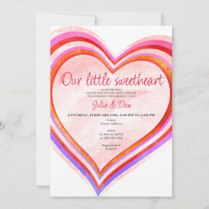 Little Sweetheart Valentine Watercolor Babydusche Einladung