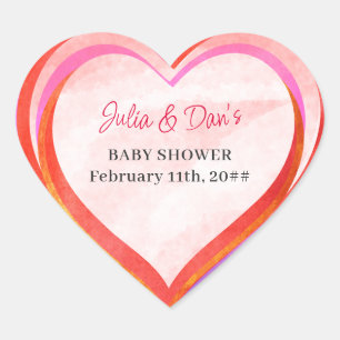 Little Sweetheart Valentine Watercolor Babydusche Herz-Aufkleber