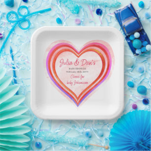 Little Sweetheart Valentine Watercolor Babydusche Pappteller