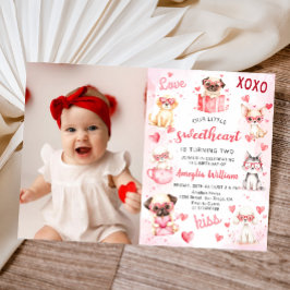 Little Sweetheart Valentine Welppy Birthday Foto Einladung
