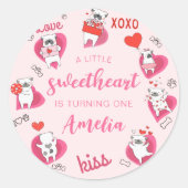 Little Sweetheart Valentine Welppy Birthday Sticke Runder Aufkleber (Vorderseite)
