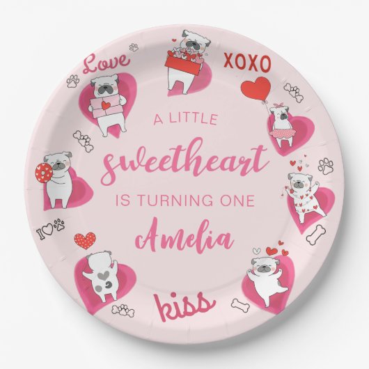 Little Sweetheart Valentine Welppy Pappteller (Vorderseite)