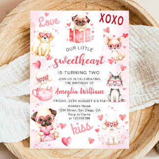 Little Sweetheart Valentine Welppy zum Geburtstag Einladung