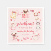 Little Sweetheart Valentine Welppy zum Geburtstag Serviette (Vorderseite)