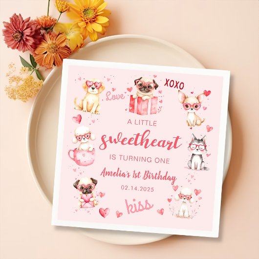 Little Sweetheart Valentine Welppy zum Geburtstag Serviette