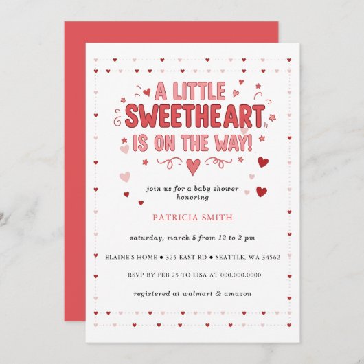 Little Sweetheart Valentines Baby Shower Einladung (Vorne/Hinten)