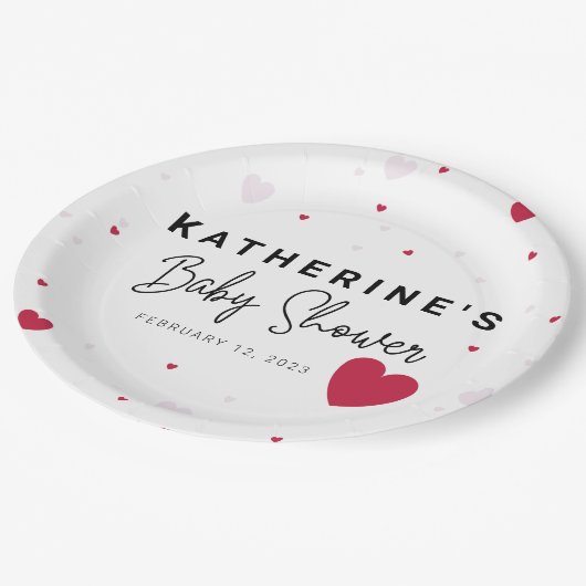 Little Sweetheart - Valentine's Baby Shower Pappteller (Schrägansicht)