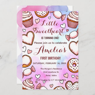 Little Sweetheart Valentines Birthday Invitation Feiertagskarte