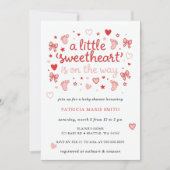 Little Sweetheart Valentines Bow Baby Shower Einladung (Vorderseite)