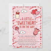 Little Sweetheart Valentines Bow Baby Shower Einladung (Vorderseite)