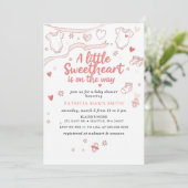 Little Sweetheart Valentines Bow Baby Shower Einladung (Stehend Vorderseite)