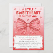 Little Sweetheart Valentines Bow Baby Shower Einladung (Vorderseite)