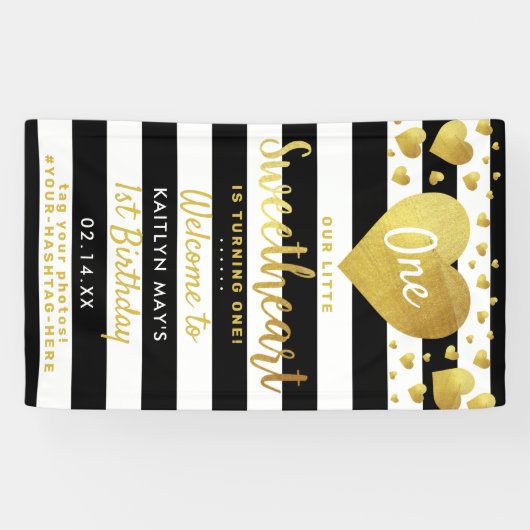 Little Sweetheart Valentine's Day Any Age Birthday Banner (Horizontal)